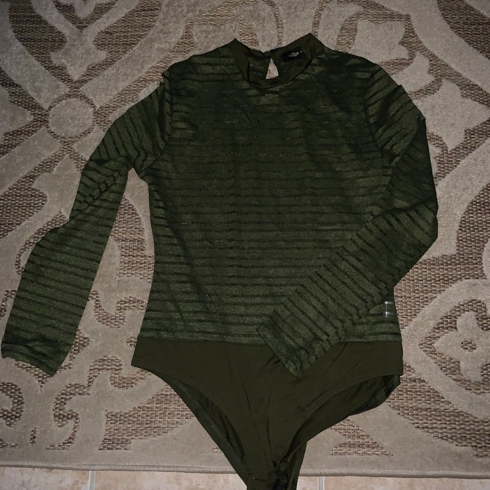 Mesh Stripe Long Sleeve Bodysuit
